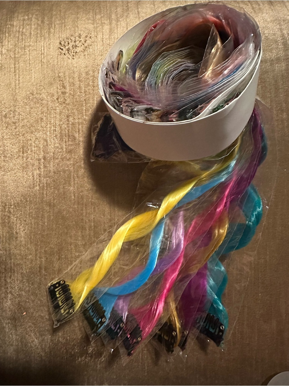 Multicolor Clip-In Synthetic Hair Extensions – Bright Rainbow Strands